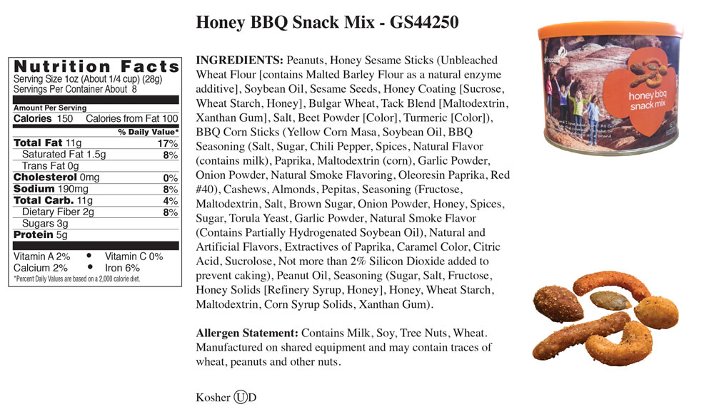 Trophy Nut™ Nutrition Information