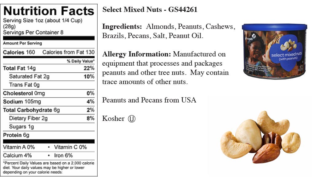 Trophy Nut™ Nutrition Information